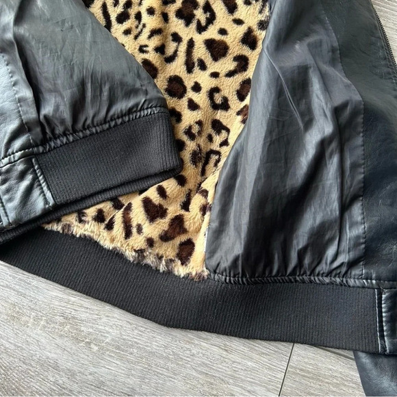Ci Sono By Cavalini Black Faux Leather Bomber Jacket - Picture 9 of 16